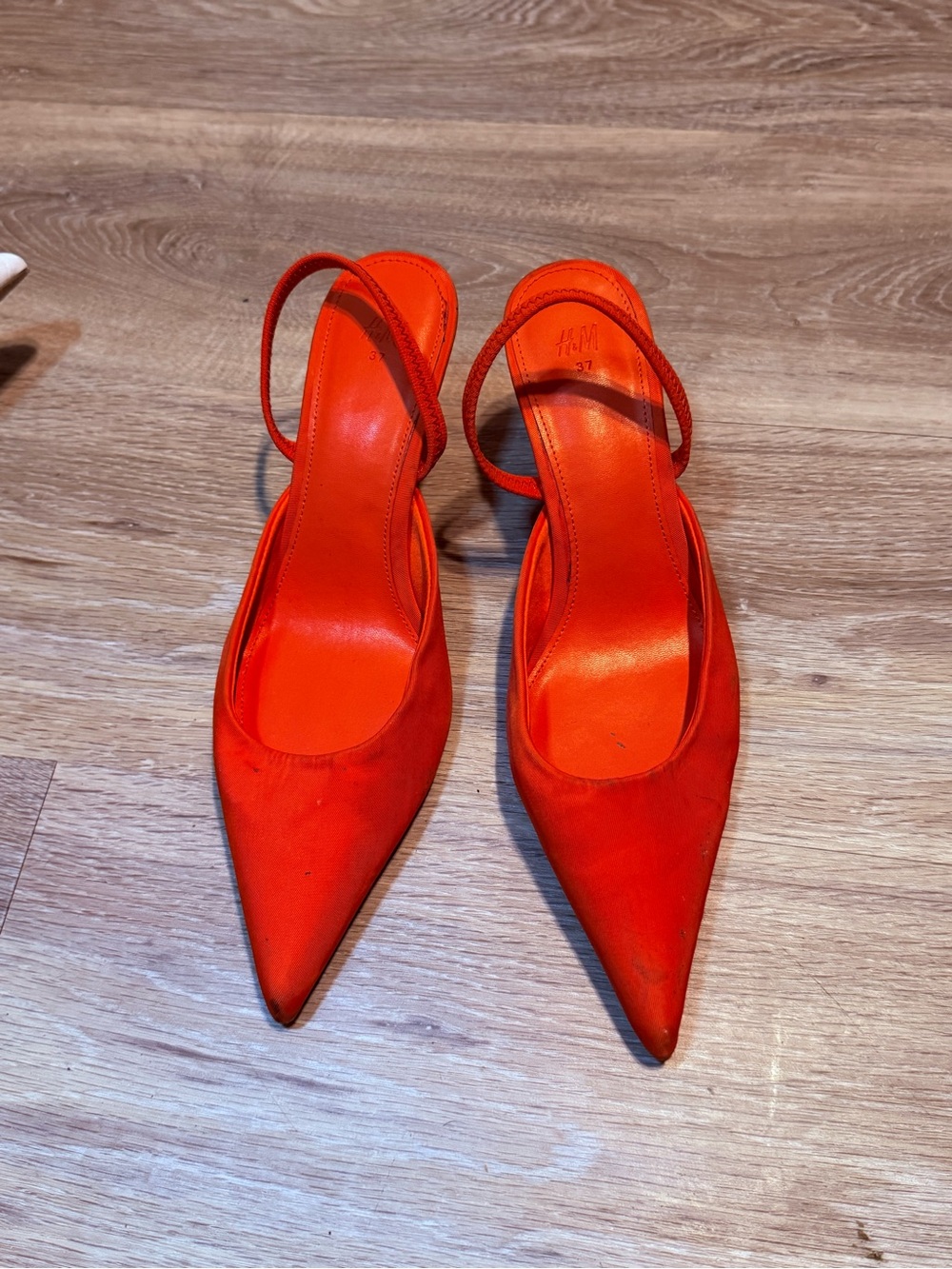 H&M Bright Red Pointed Toe Slingback Heels